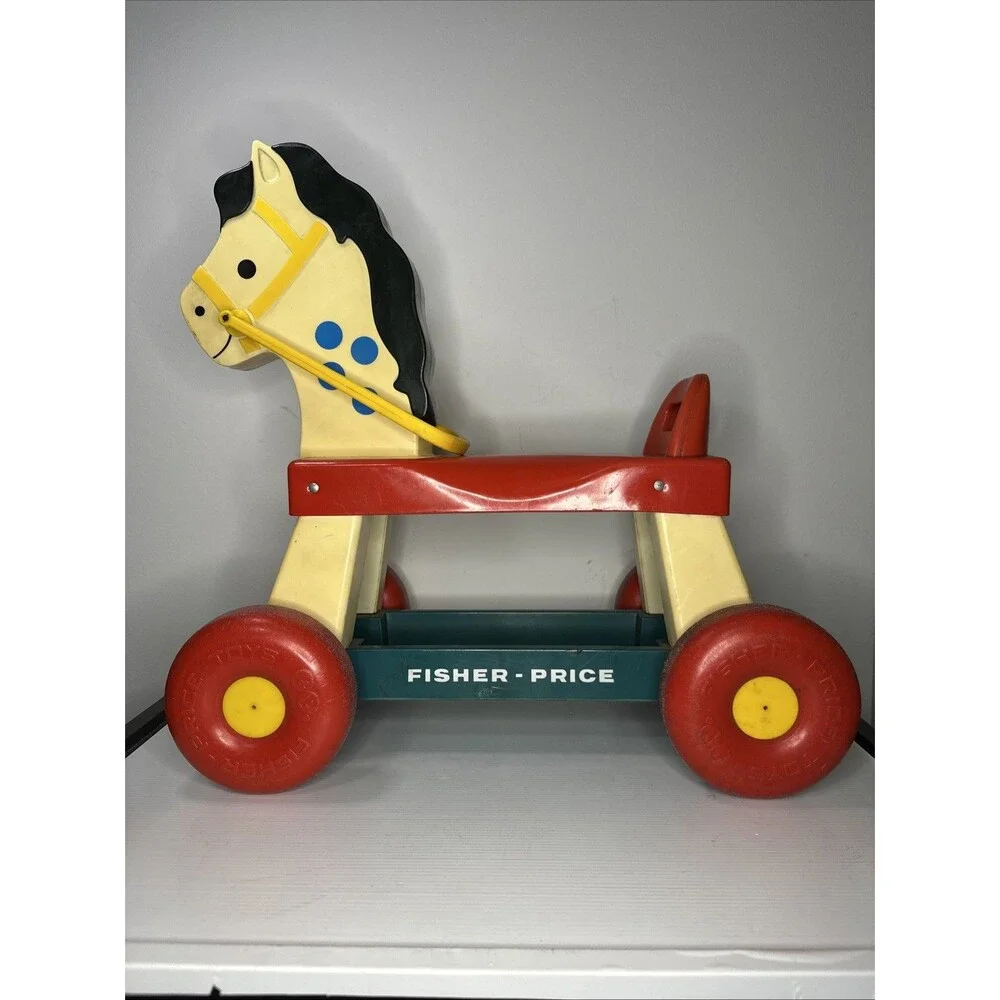 Fisher Price Vintage 1976 Ride On Horse Toddler Toy #978 Pull Plastic Pony 17”